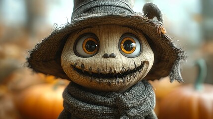 Mischievous Scarecrow with a Grin for Halloween Fun