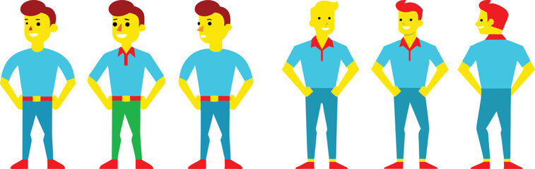 Young man in casual clothes. Set of different poses