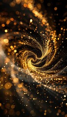 Luxurious Golden Vortex of Light Particles for New Year's Eve Design