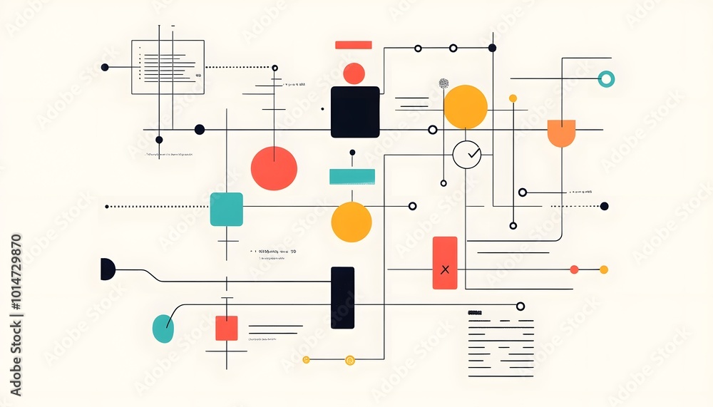 Poster abstract vector illustration showcasing colorful geometric shapes and lines, representing innovative