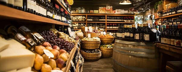 Charming market filled with fresh produce, artisanal cheeses, and fine wines, showcasing a rustic ambiance for a delightful shopping experience.