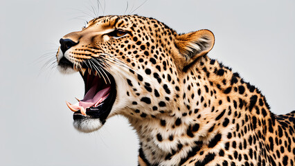 Wild Leopard Roar: Majestic Panthera Pardus on Clear Background