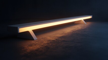 Minimalist Gymnastics Balance Beam, sleek design, gentle illumination, perfect for showcasing elegance and precision in athleticism