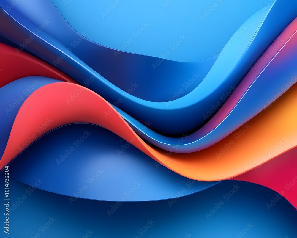 Poster vibrant and smooth waves of color blending together, creating a dynamic and modern abstract backgrou