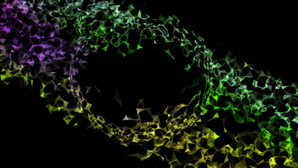 Abstract vector colors sci-fi sphere with global network connections. Futuristic illustration. Technology network connection. Global digital connections ai. Technology virtual cyber dynamic.