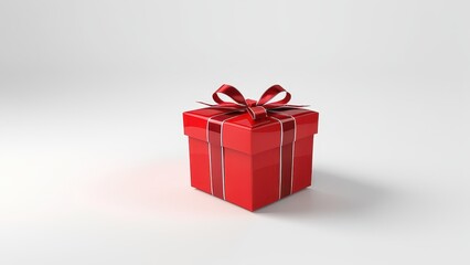 Fototapeta premium A red gift box with a ribbon, symbolizing celebration and giving.