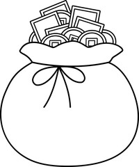 Chinese new year money bag outline vector.
Chinese new year money pocket coloring page vector.
Chinese new year red lucky bag coloring drawing vector.  
