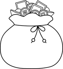 Chinese new year money bag outline vector.
Chinese new year money pocket coloring page vector.
Chinese new year red lucky bag coloring drawing vector.  
