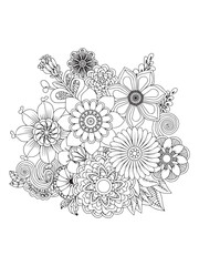 flower doodle coloring pages, line art flowers.