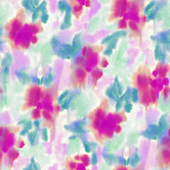 Blurry fuzzy floral seamless repeat pattern. Color blurred abstract flowers in trendy. Ink painted print for fabric