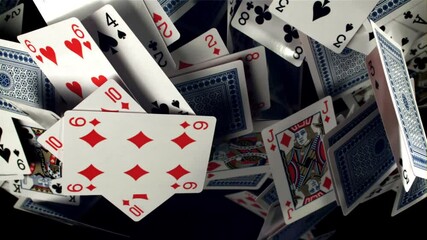 Poker Cards. Filmed on a high-speed camera at 1000 fps. High quality FullHD footage