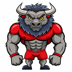 Powerful Bull Mascot Design Vector: Athletic Body & Muscular Features' Dynamic Muscle Bull Mascot Vector Illustration for Athletic Branding