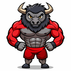Powerful Bull Mascot Design Vector: Athletic Body & Muscular Features' Dynamic Muscle Bull Mascot Vector Illustration for Athletic Branding