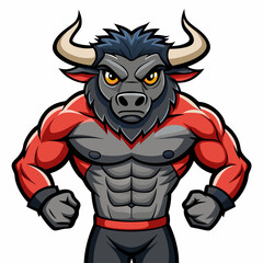 Powerful Bull Mascot Design Vector: Athletic Body & Muscular Features' Dynamic Muscle Bull Mascot Vector Illustration for Athletic Branding