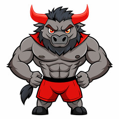 Powerful Bull Mascot Design Vector: Athletic Body & Muscular Features' Dynamic Muscle Bull Mascot Vector Illustration for Athletic Branding