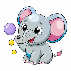 Fototapeta premium Adorable Kawaii Elephant Vector Illustrations for Cute Designs