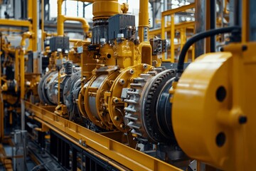 Fototapeta premium Close-Up of Large Machinery Components and Engines