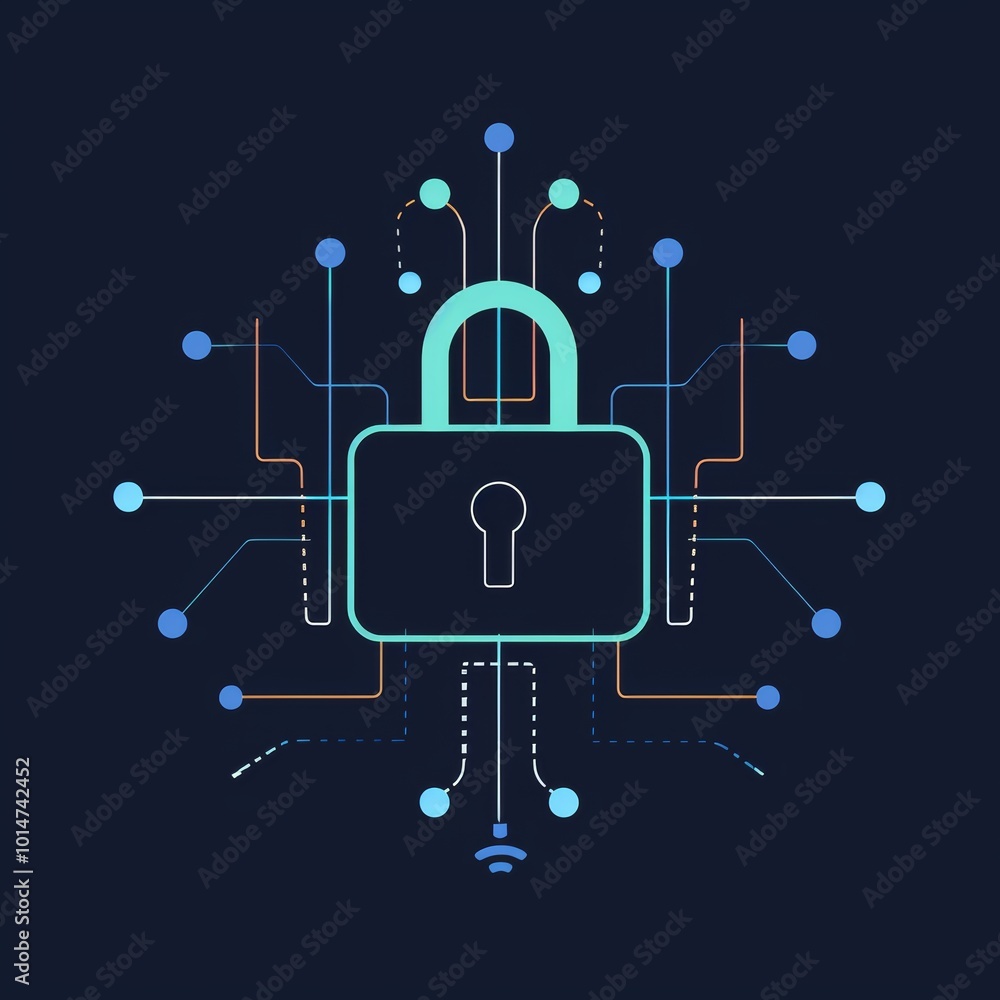 Poster minimal design representing network security.