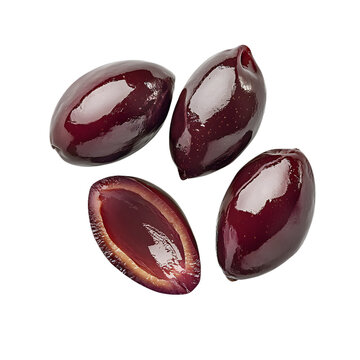 Fresh kalamata olives on transparent background: ready for culinary delights