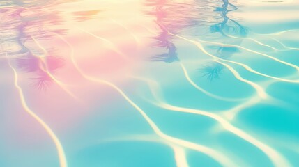 Abstract water surface with gentle waves and pastel hues reflecting light, creating a serene and...