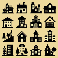 House Property & Real Estate Icon Set Collection - Vector Illustrations