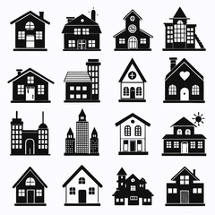House Property & Real Estate Icon Set Collection - Vector Illustrations