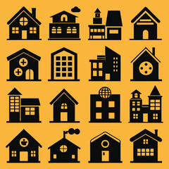 House Property & Real Estate Icon Set Collection - Vector Illustrations