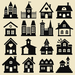 House Property & Real Estate Icon Set Collection - Vector Illustrations