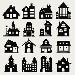 House Property & Real Estate Icon Set Collection - Vector Illustrations