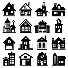 House Property & Real Estate Icon Set Collection - Vector Illustrations