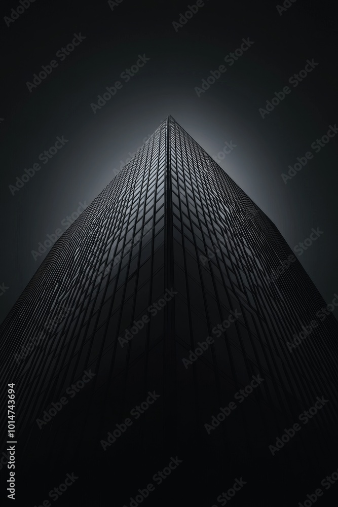 Poster Minimalist skyscraper with a unique synthwave theme, featuring sleek lines.