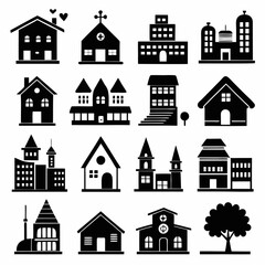 House Property & Real Estate Icon Set Collection - Vector Illustrations
