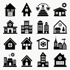 House Property & Real Estate Icon Set Collection - Vector Illustrations