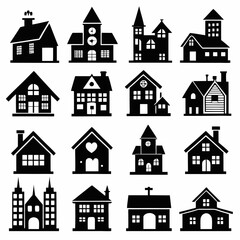 House Property & Real Estate Icon Set Collection - Vector Illustrations