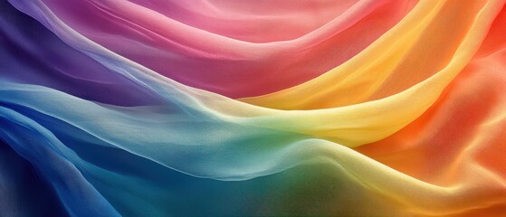 Obraz premium Colorful silky fabric waves creating a vibrant and dynamic visual texture.