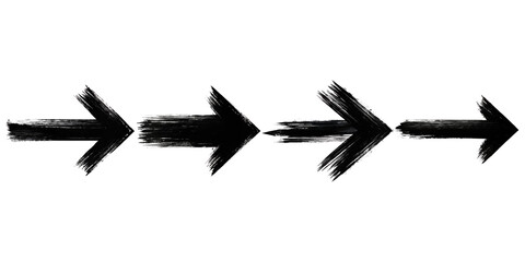 Black arrows brush stroke direction symbol isolated on transparent background