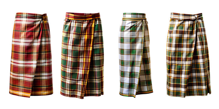 Lungi dress different pattern style color isolated on transparent background 