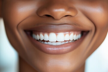 Obraz premium Close-up of smiling young woman’s teeth, concept of dental care and oral health, promoting confidence and wellness through a bright smile in health or beauty advertising