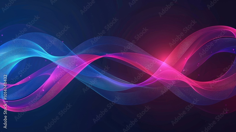 Poster a background with an abstract, dynamic blue and pink gradient forming the shape of two intertwined r