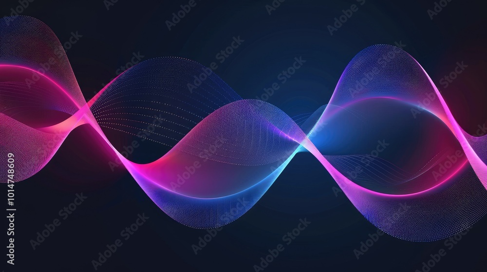 Poster a background with an abstract, dynamic blue and pink gradient forming the shape of two intertwined r