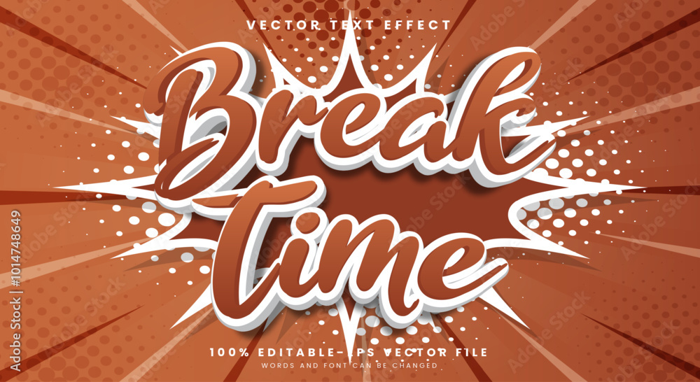 Poster break time editable text effect template suitable for bakery food theme