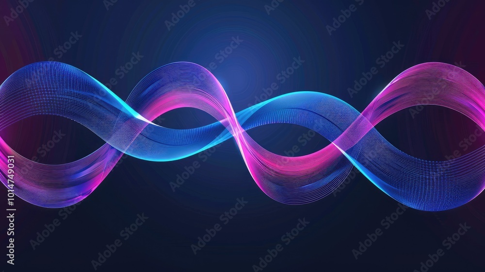 Poster a background with an abstract, dynamic blue and pink gradient forming the shape of two intertwined r