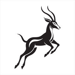Fototapeta premium Bold Gazelle Silhouette in Mid-Leap - Black and White Vector Illustration for Nature Designs