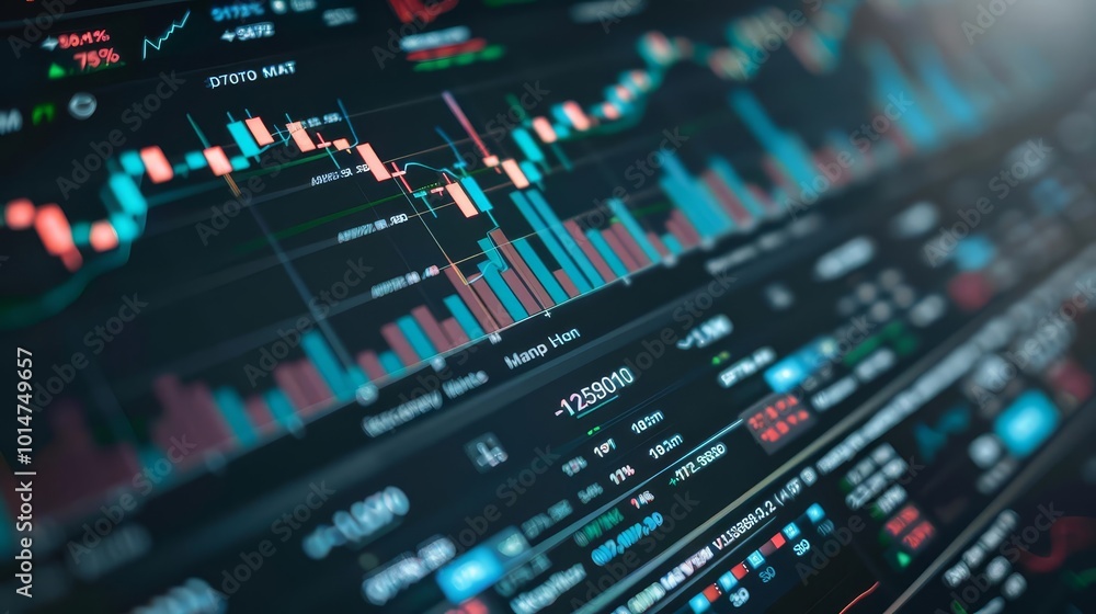 Poster close-up of financial data displayed on a computer monitor.