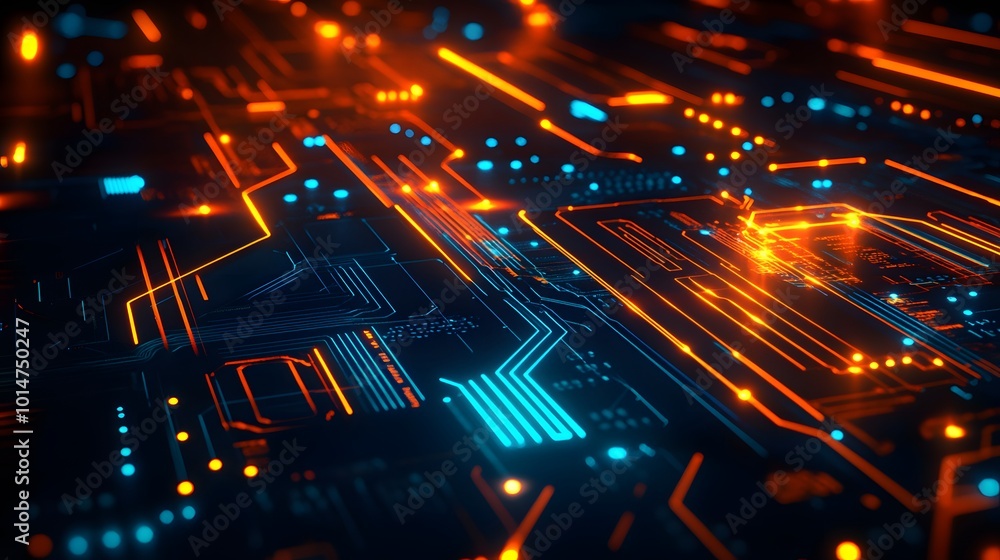 Poster abstract circuit board futuristic technology processing background.