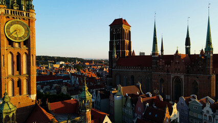 Fototapeta premium city ​​European ancient architecture port city aerial photography Gdansk Poland