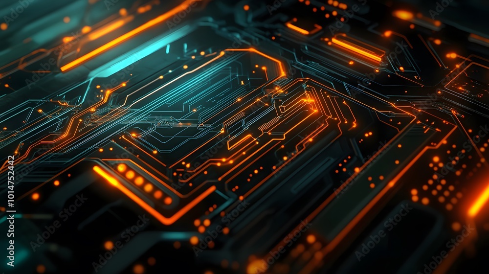 Poster abstract circuit board futuristic technology processing background.