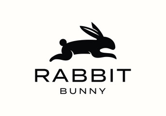 Fototapeta premium Fast rabbit bunny hare silhouette logo icon vector design illustration