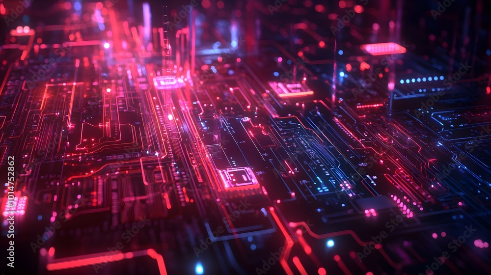 Poster abstract circuit board futuristic technology processing background.