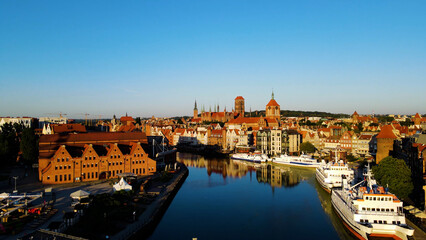 Fototapeta premium city ​​European ancient architecture port city aerial photography Gdansk Poland